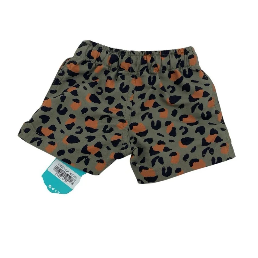 Posh Peanut Newborn Size 0-3M Green Eli Swim Trunks Animal Print NWT